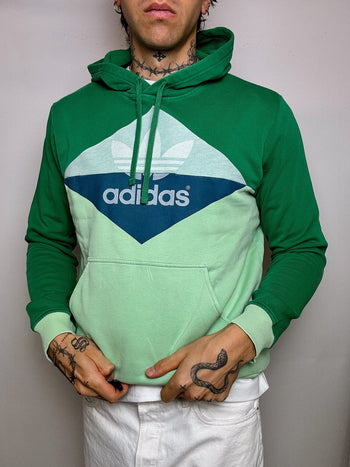 Sweat à capuche vert ADIDAS L vintage
