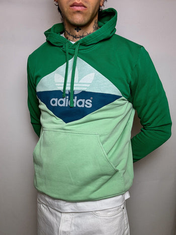 Sweat à capuche vert ADIDAS L vintage