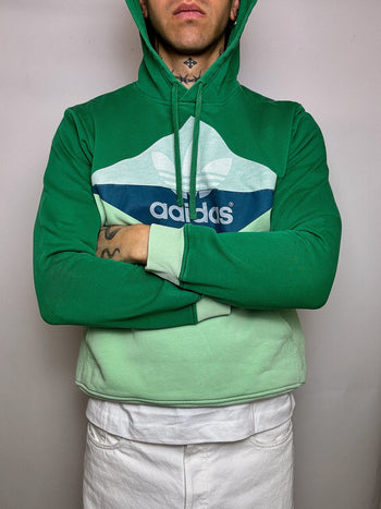 Sweat à capuche vert ADIDAS L vintage