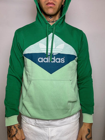 Sweat à capuche vert ADIDAS L vintage