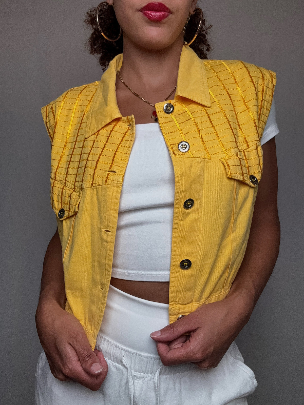 Gilet en denim jaune M vintage