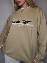 Beiges Sweatshirt mit Rundhalsausschnitt im Vintage-Stil