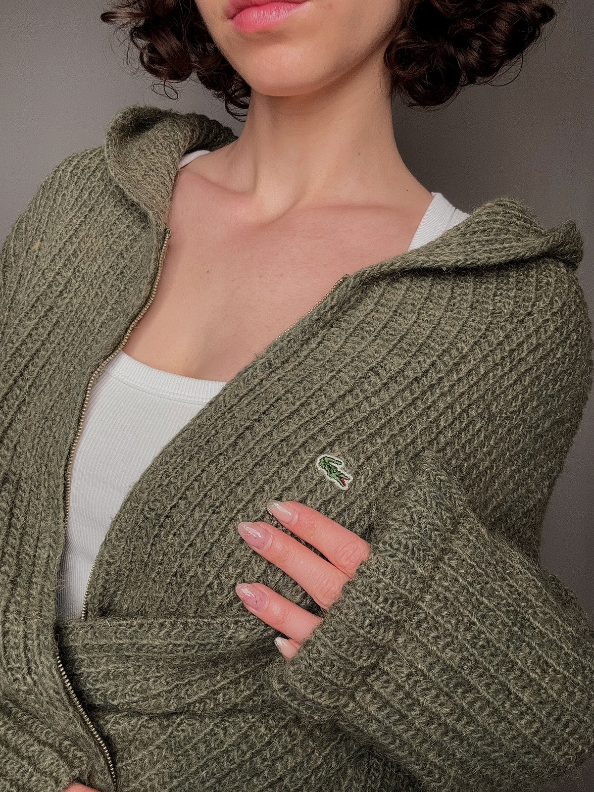 cardigan d'été kaki lacoste XL vintage