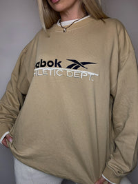 Beiges Sweatshirt mit Rundhalsausschnitt im Vintage-Stil