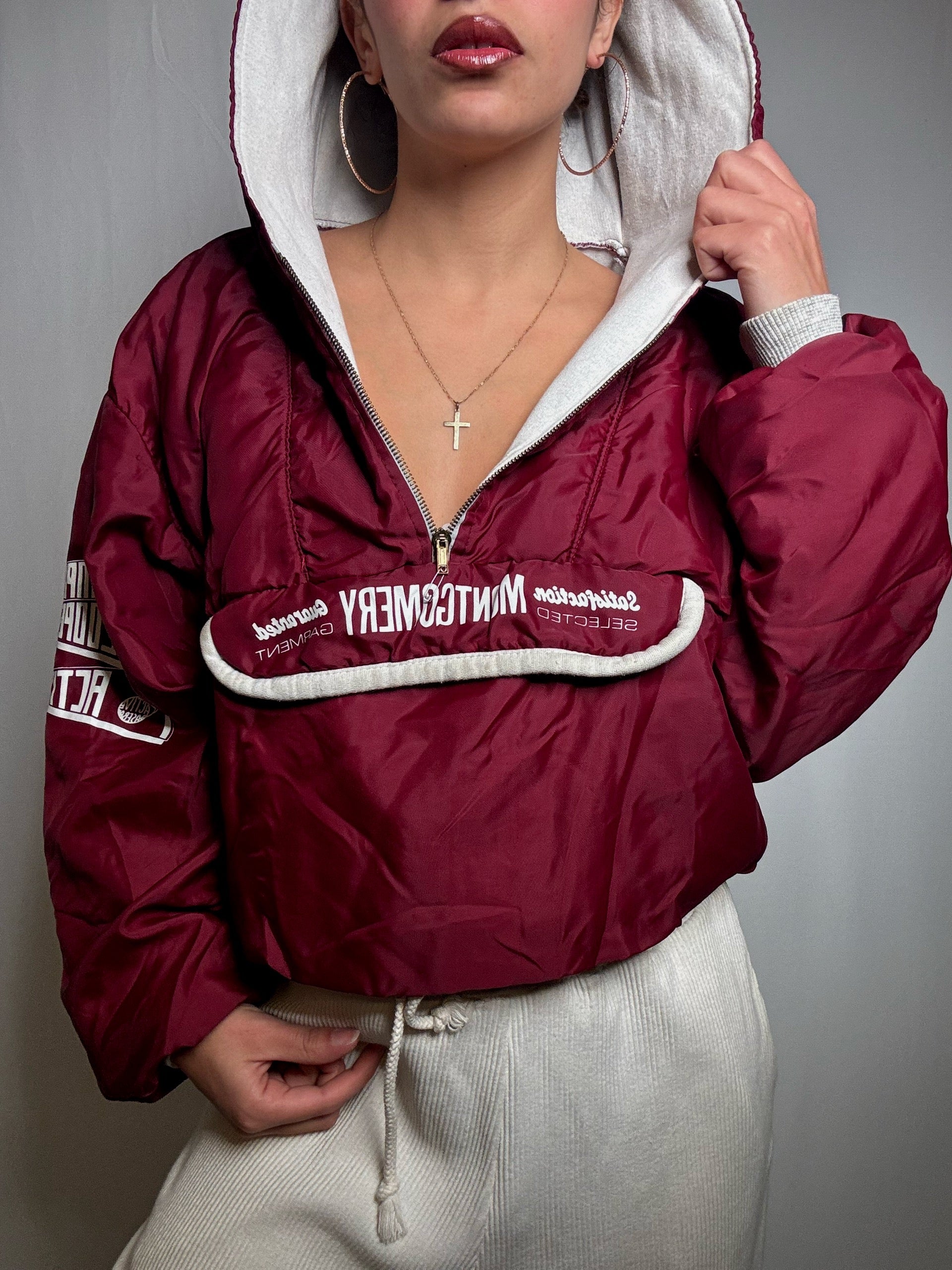 Burgundy lined windbreaker S/M vintage