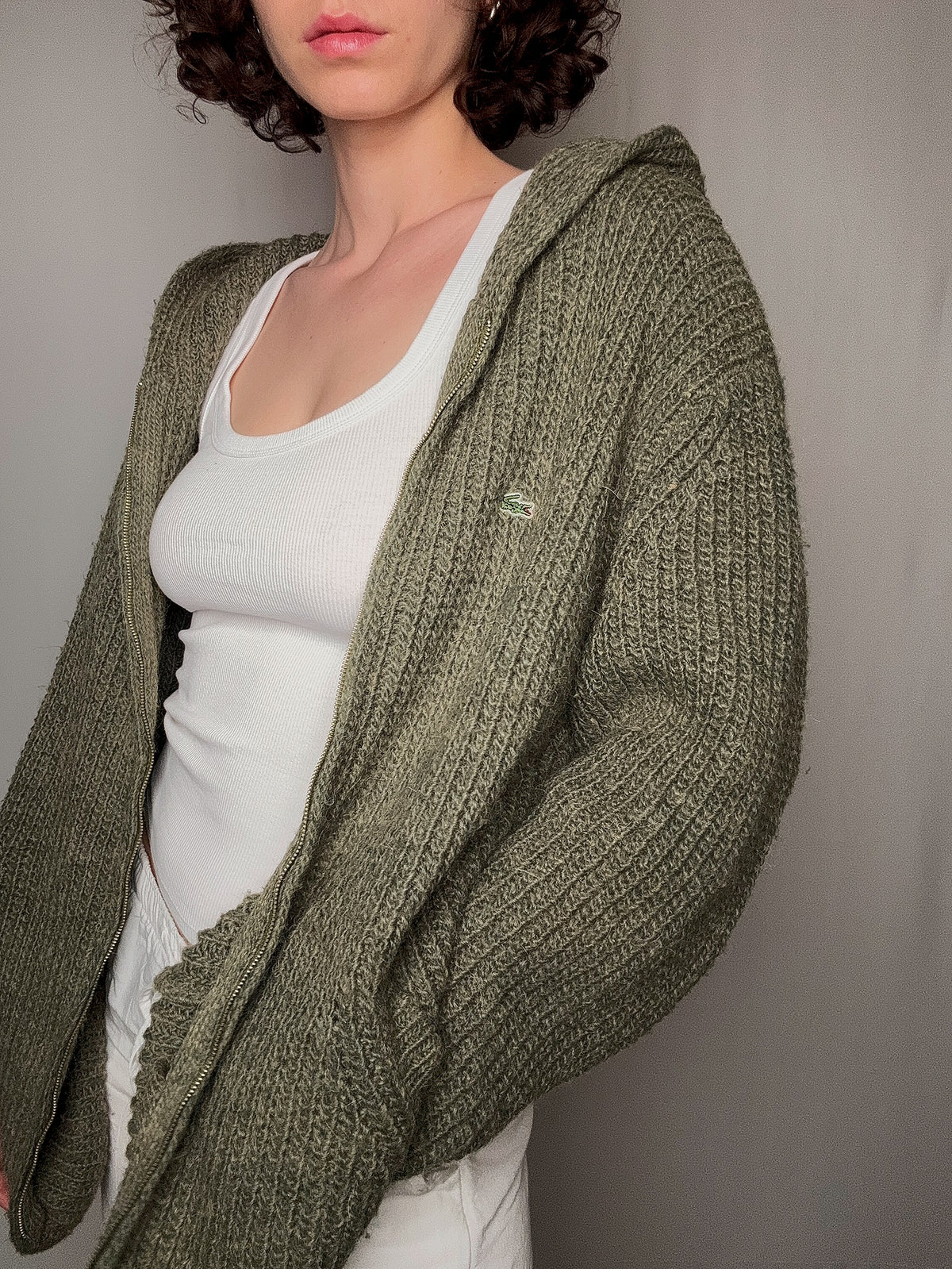 cardigan d'été kaki lacoste XL vintage