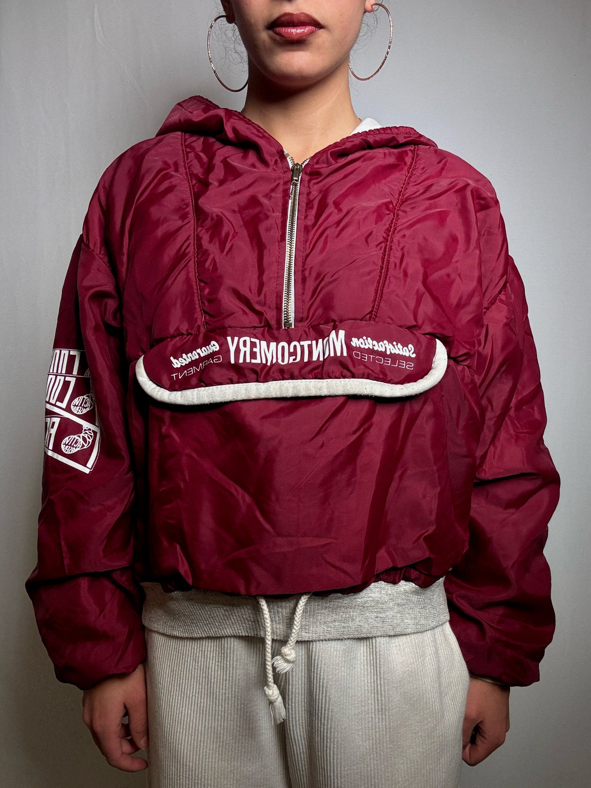 Burgundy lined windbreaker S/M vintage