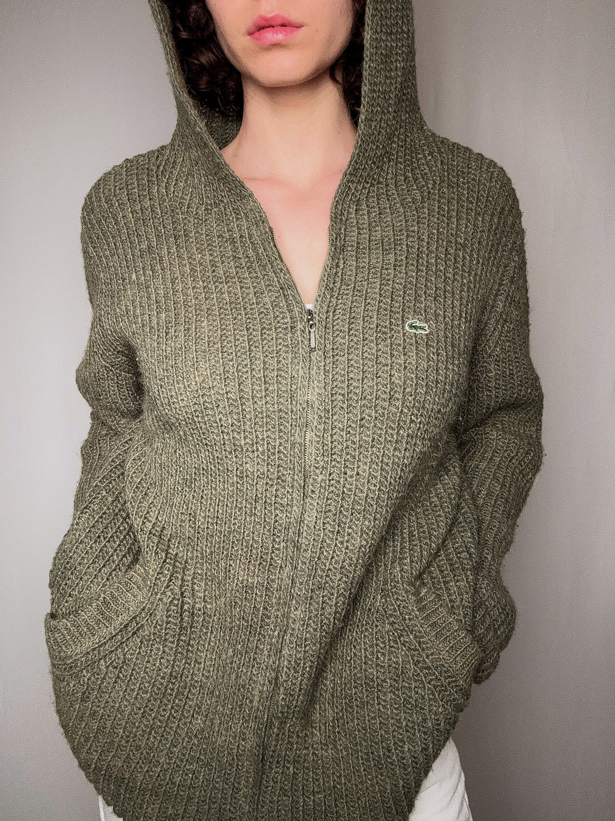 cardigan d'été kaki lacoste XL vintage