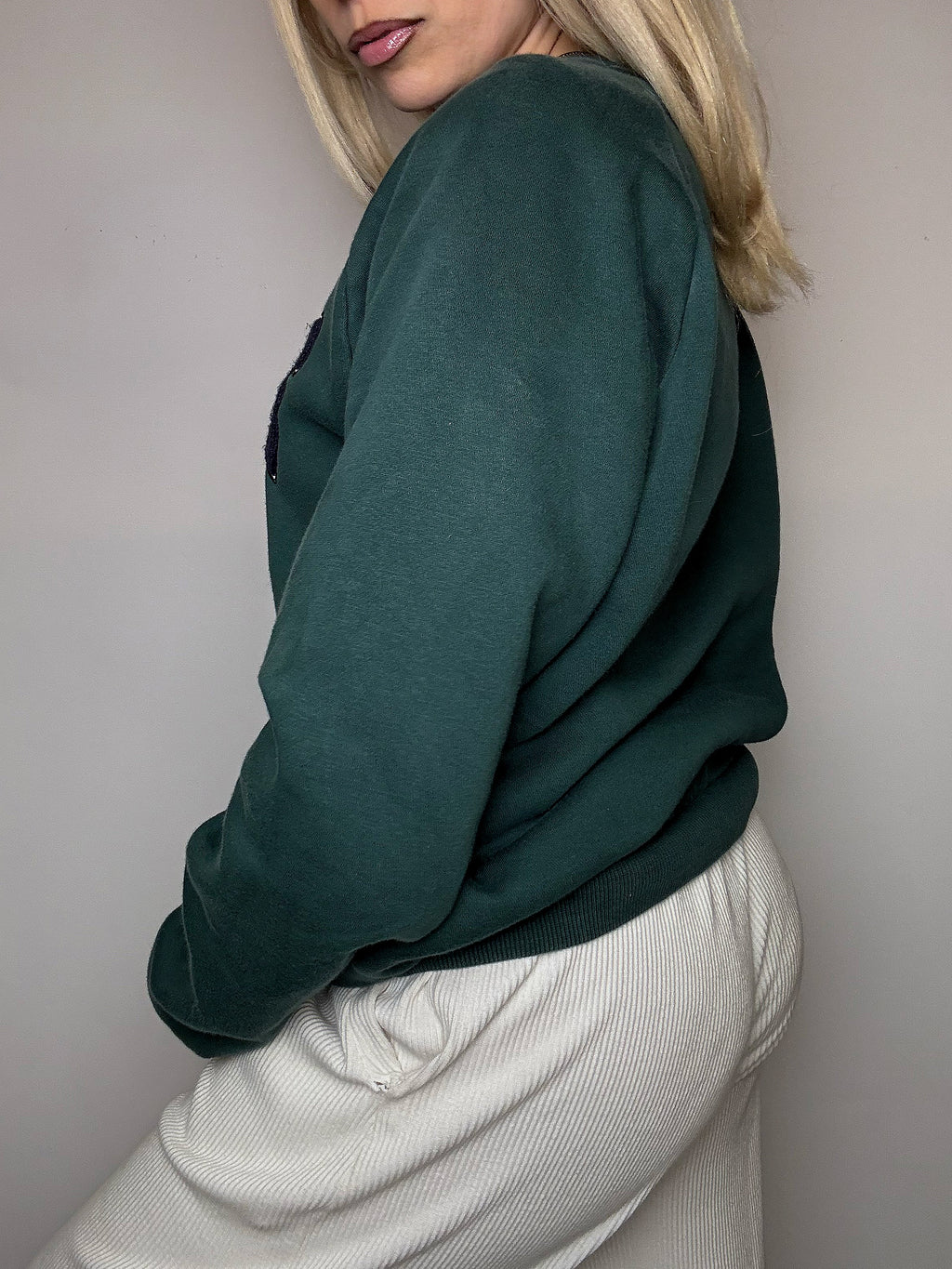 Sweat col rond vert ADIDAS S vintage