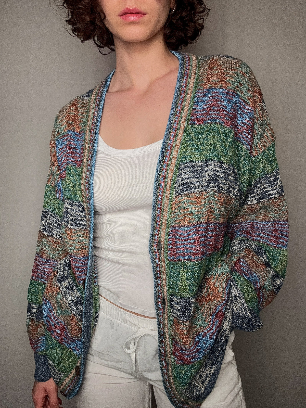 XL vintage multi-colored summer cardigan