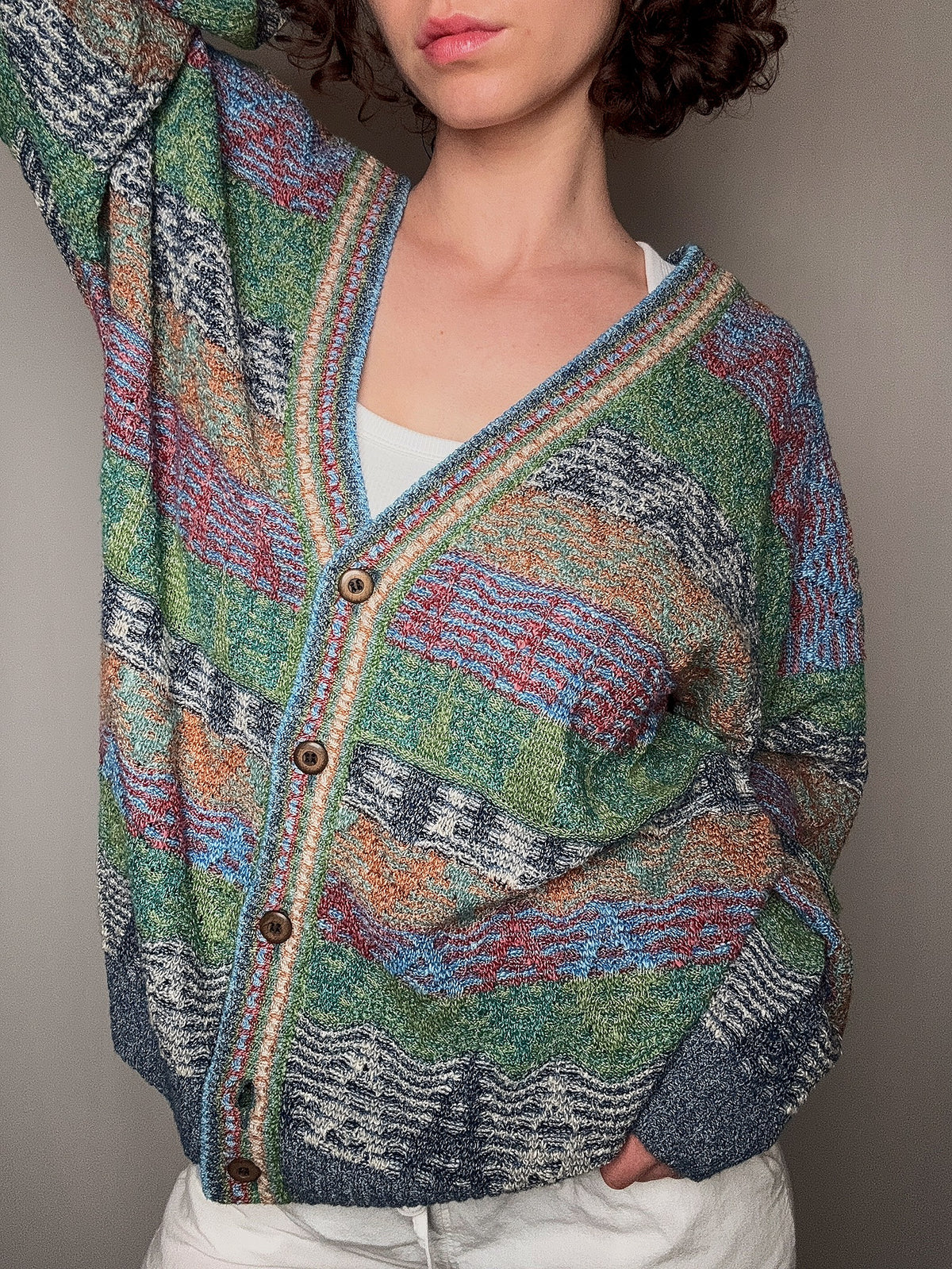 XL vintage multi-colored summer cardigan