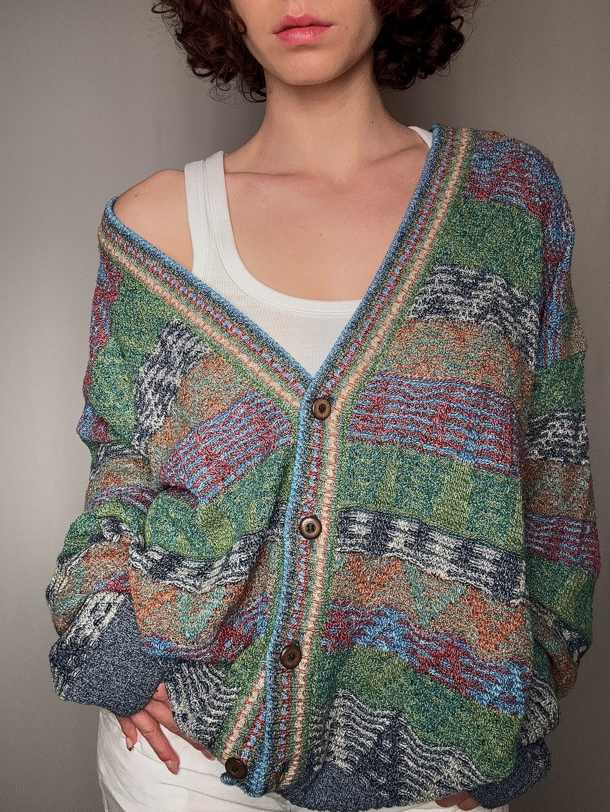 XL vintage multi-colored summer cardigan