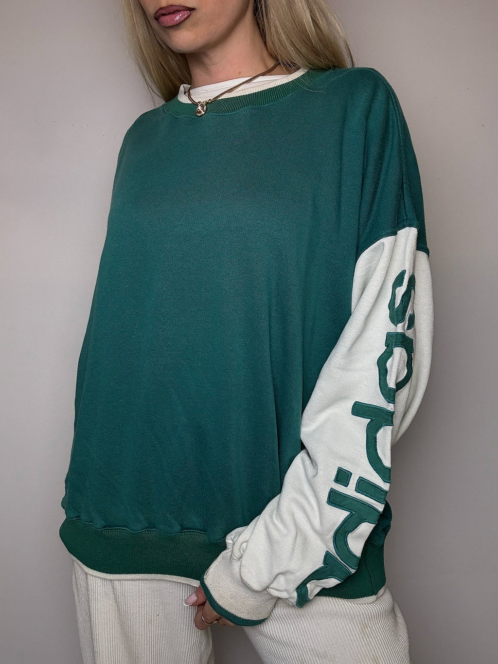 Sweat col rond bicolore ADIDAS L vintage