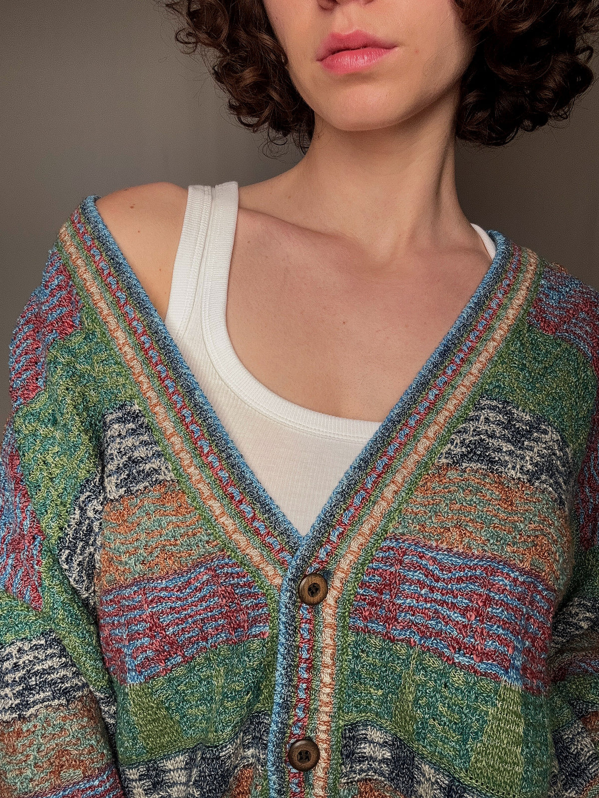 XL vintage multi-colored summer cardigan