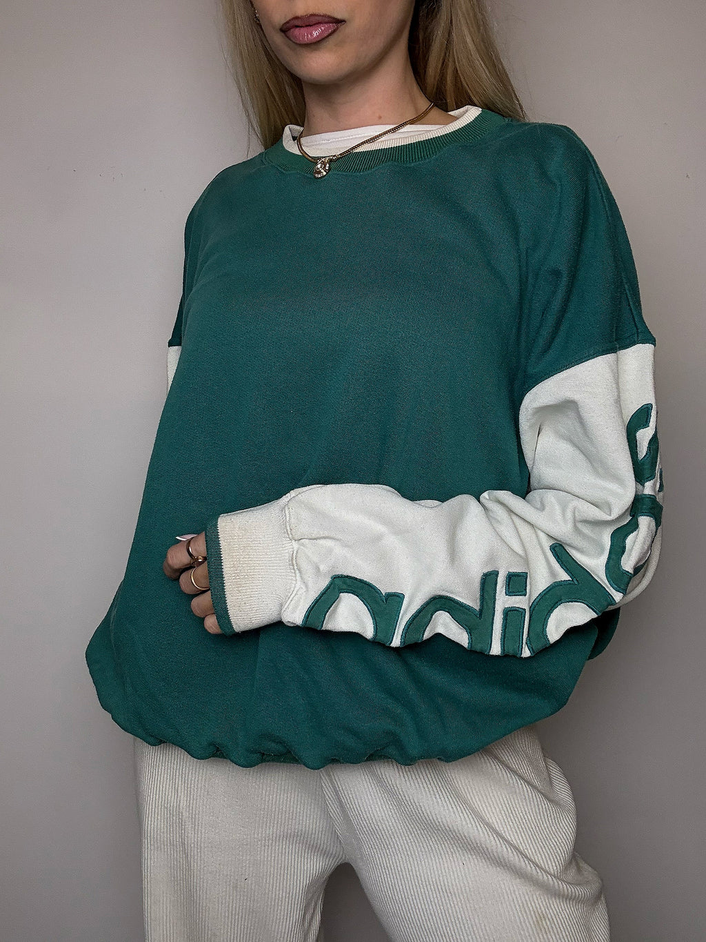 Sweat col rond bicolore ADIDAS L vintage