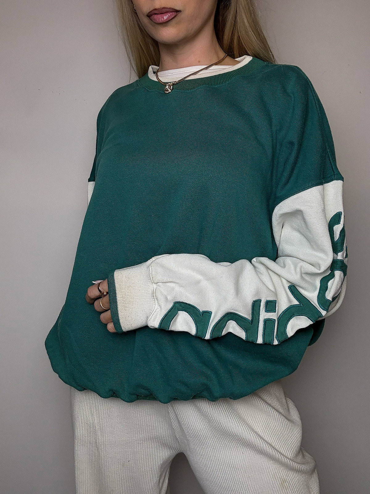 Sweat col rond bicolore ADIDAS L vintage