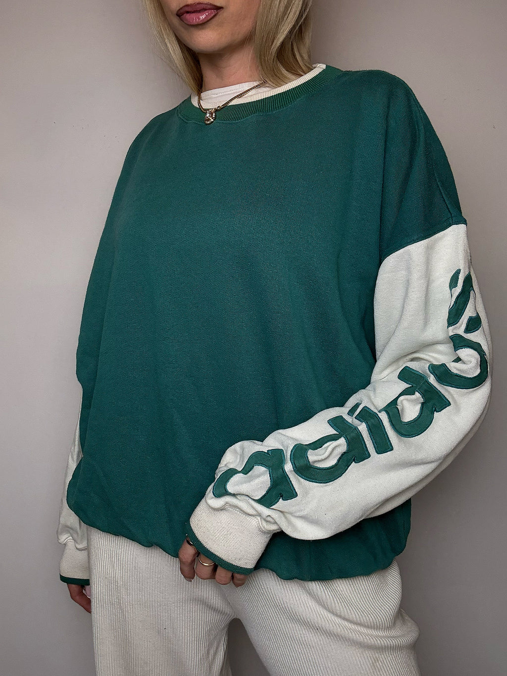 Sweat col rond bicolore ADIDAS L vintage
