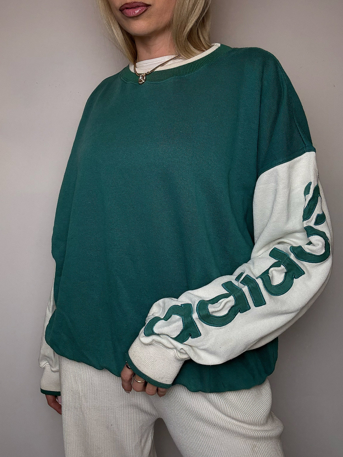 Sweat col rond bicolore ADIDAS L vintage