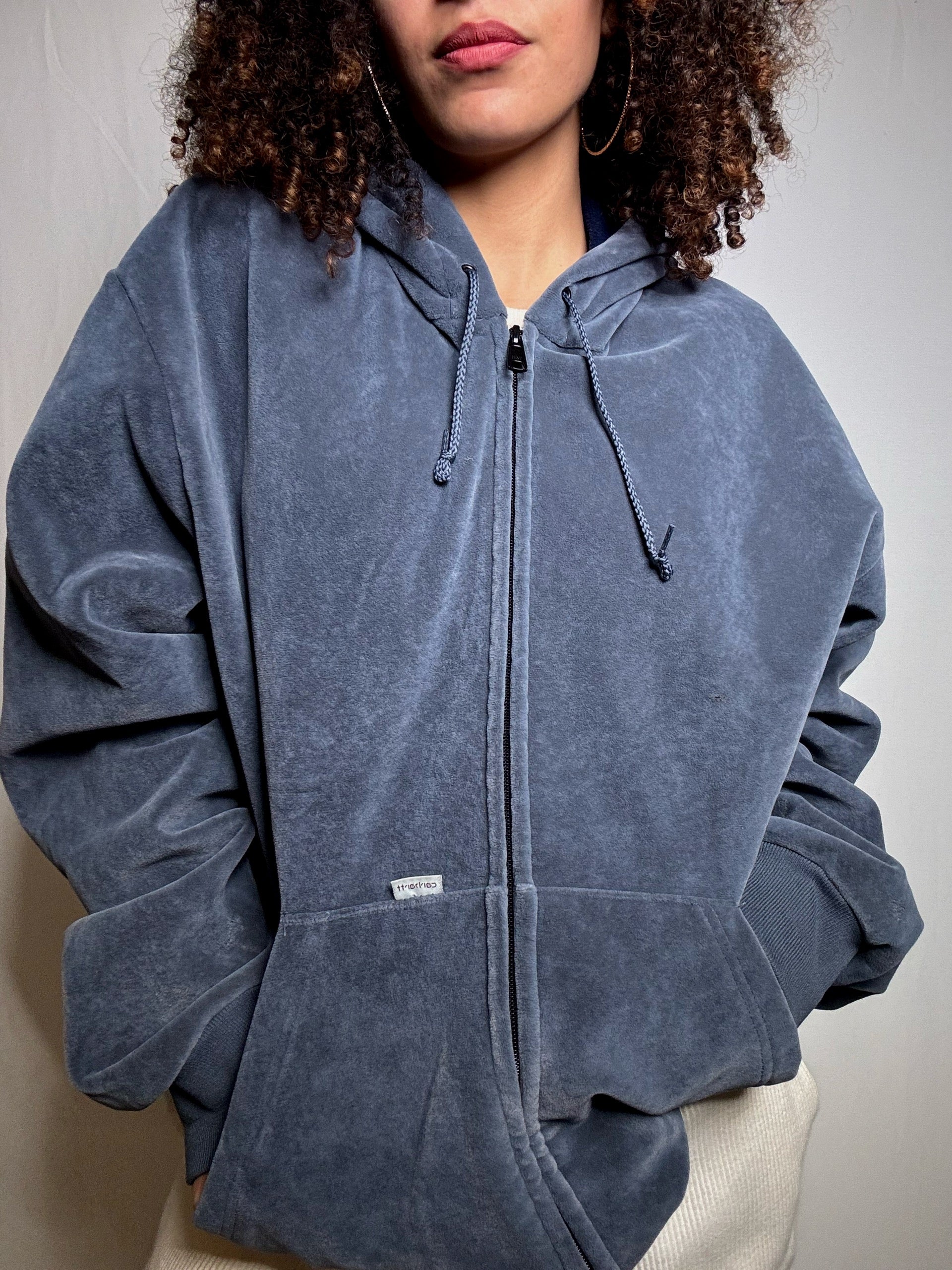 Sweat zippé velvet bleu Carhartt XL vintage