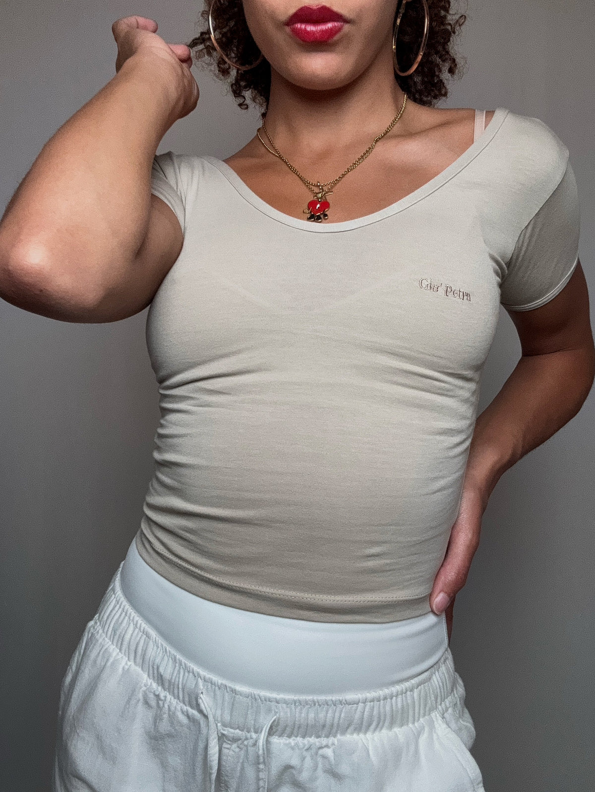 Tshirt fitté beige S vintage
