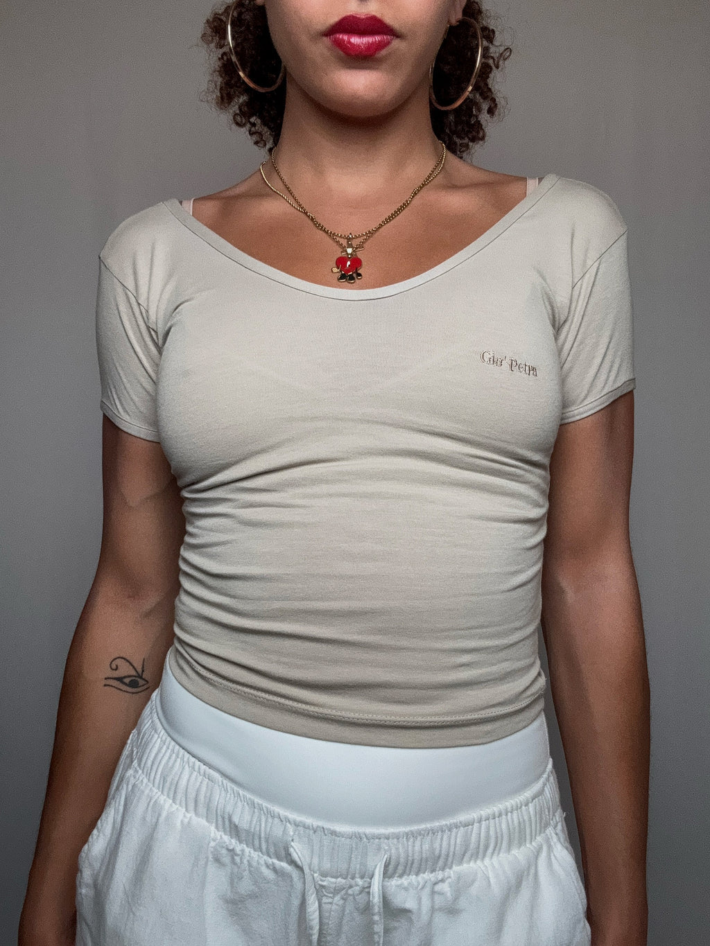 Tshirt fitté beige S vintage