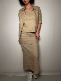 Ensemble 3p en lin beige M vintage