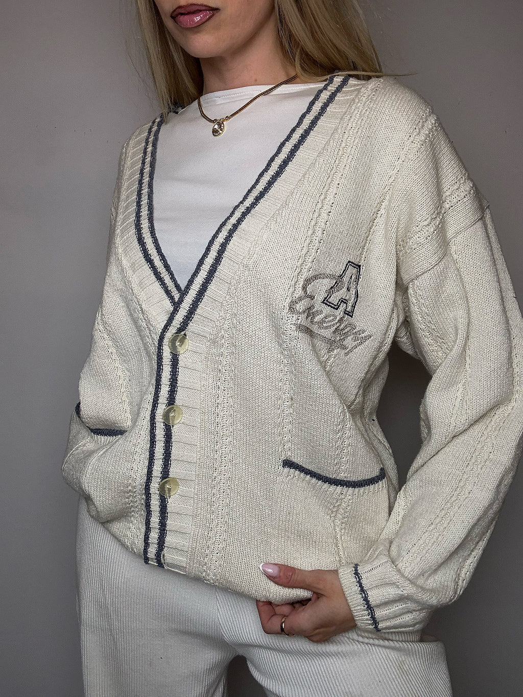 Vintage beiger Cricketpullover M
