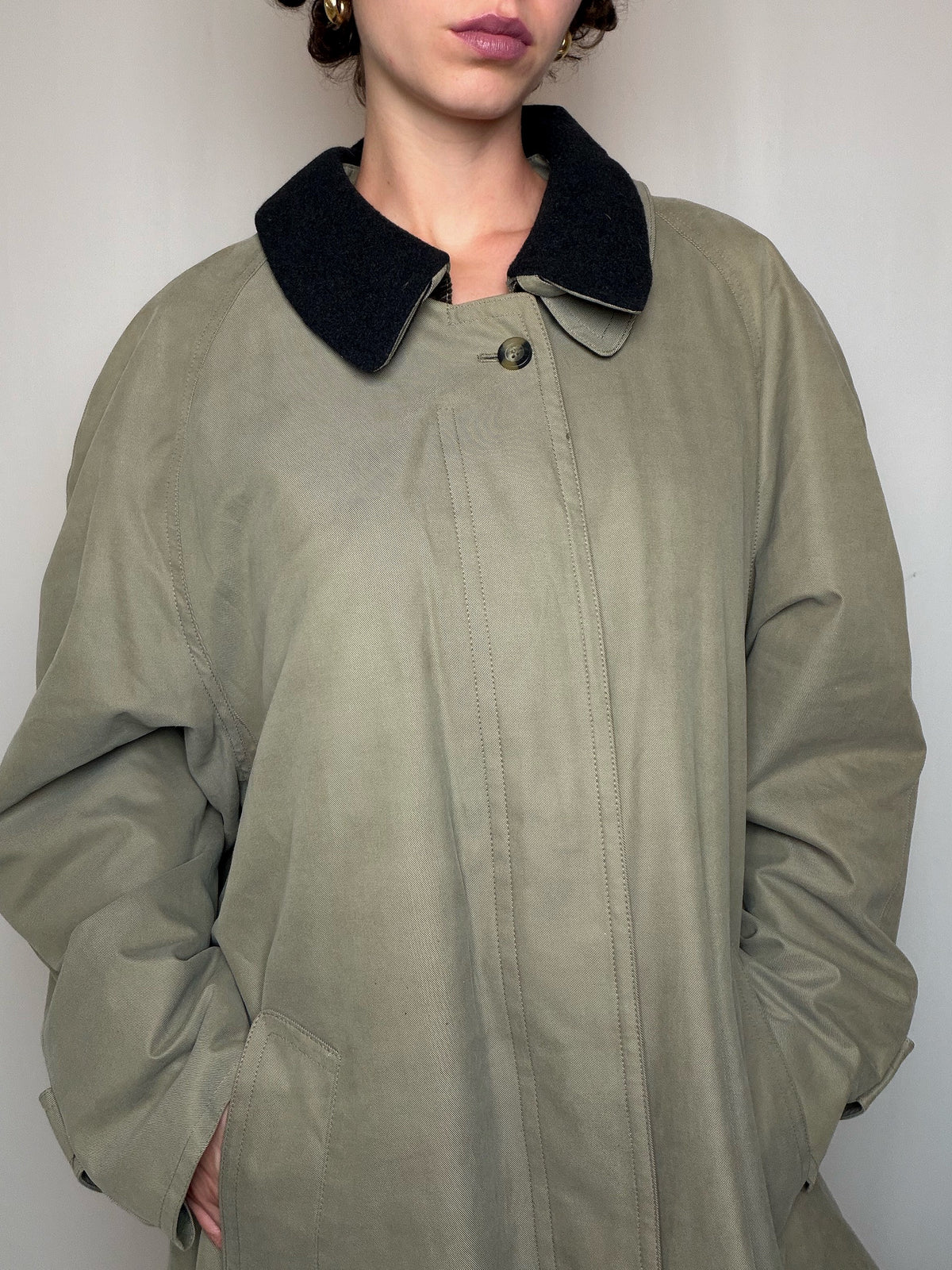 Trench doublé en laine beige L vintage