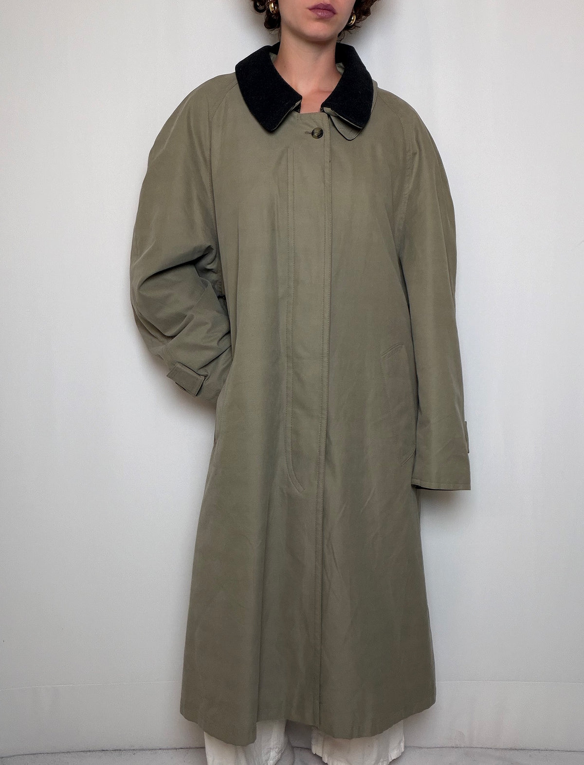 Trench doublé en laine beige L vintage