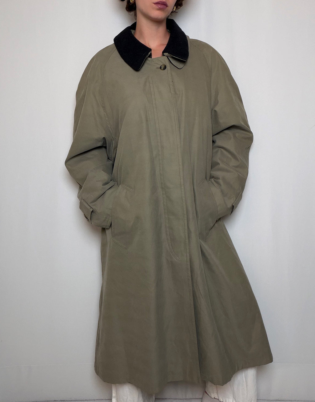 Trench doublé en laine beige L vintage