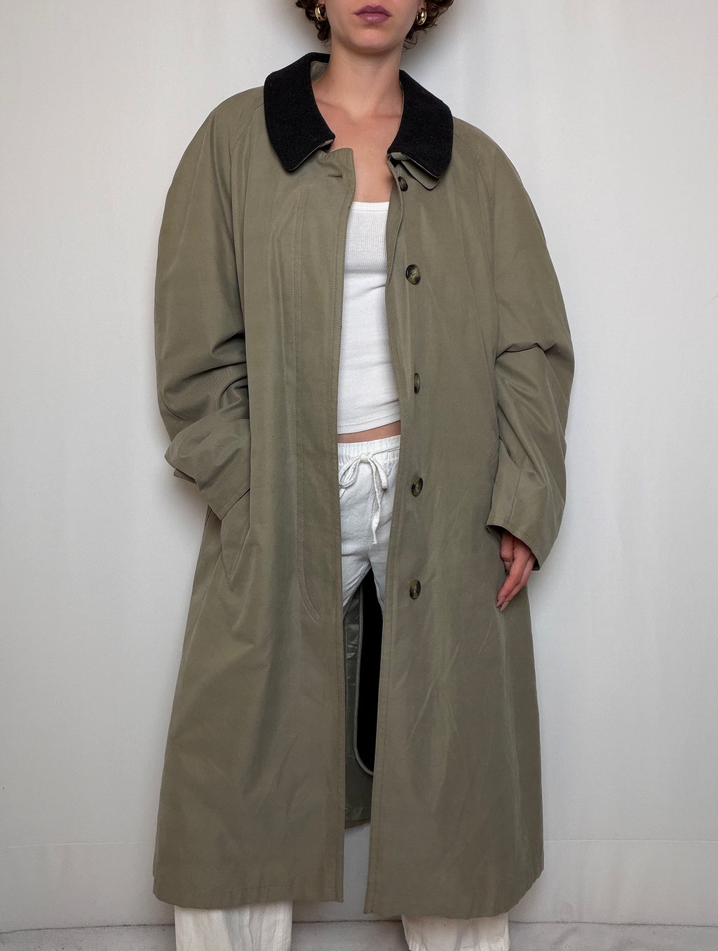Trench doublé en laine beige L vintage
