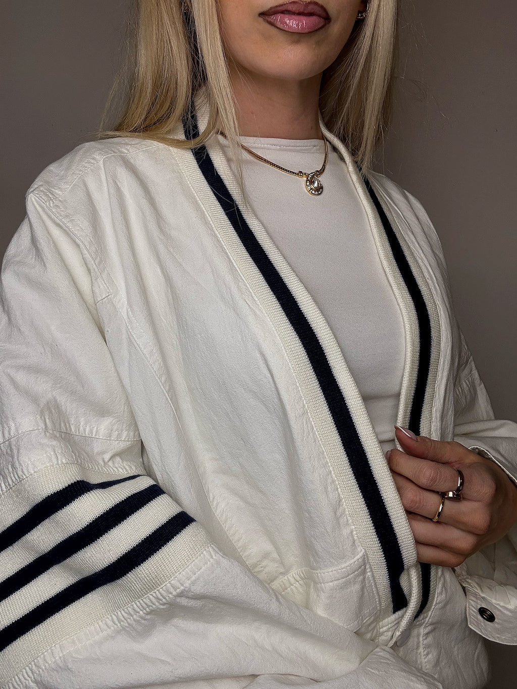 White cotton jacket LE COQ SPORTIF XL vintage