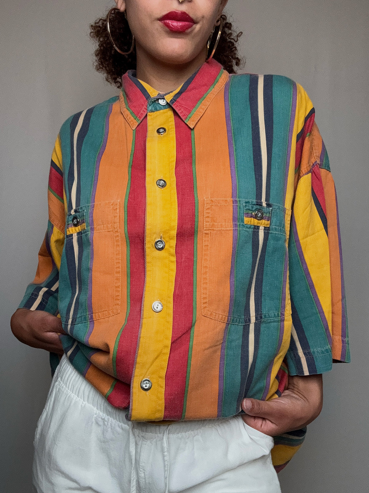 Chemise rayée L vintage