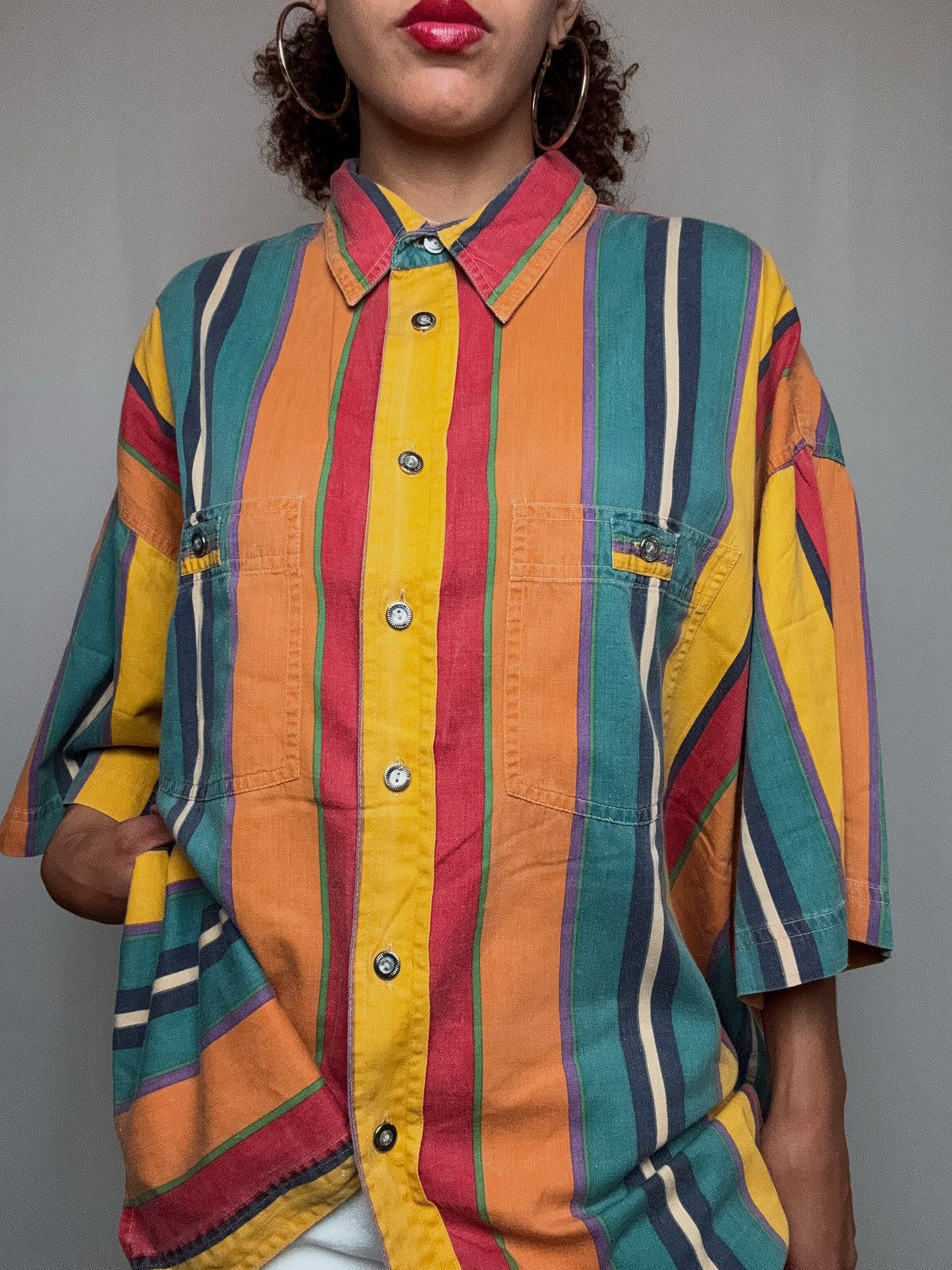 Chemise rayée L vintage