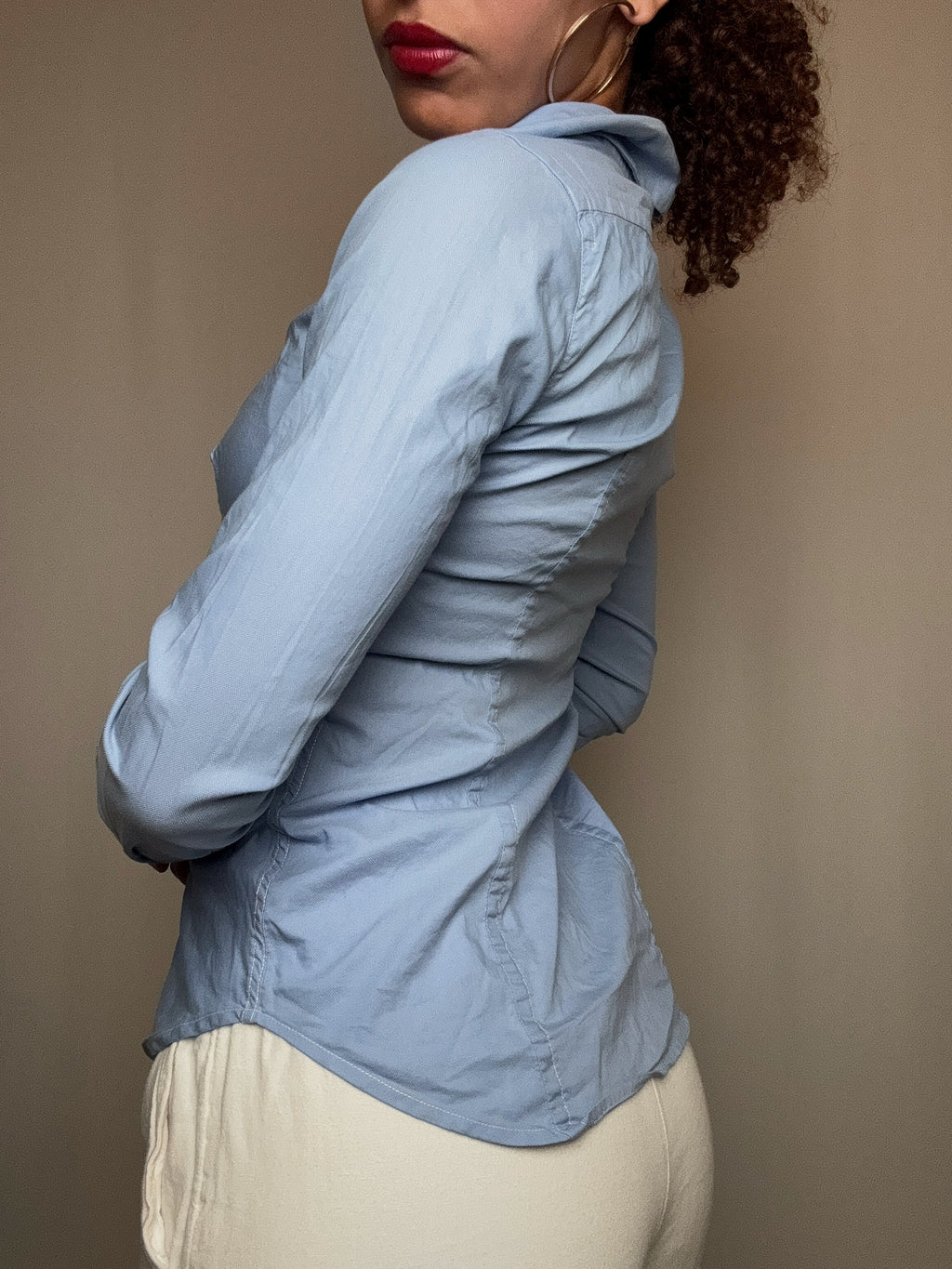 Chemise fitté bleue Benetton XS vintage