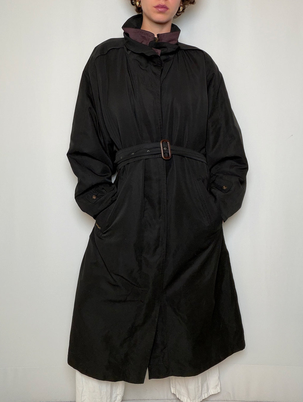 Trench noir & bordeaux L/XL doublé vintage