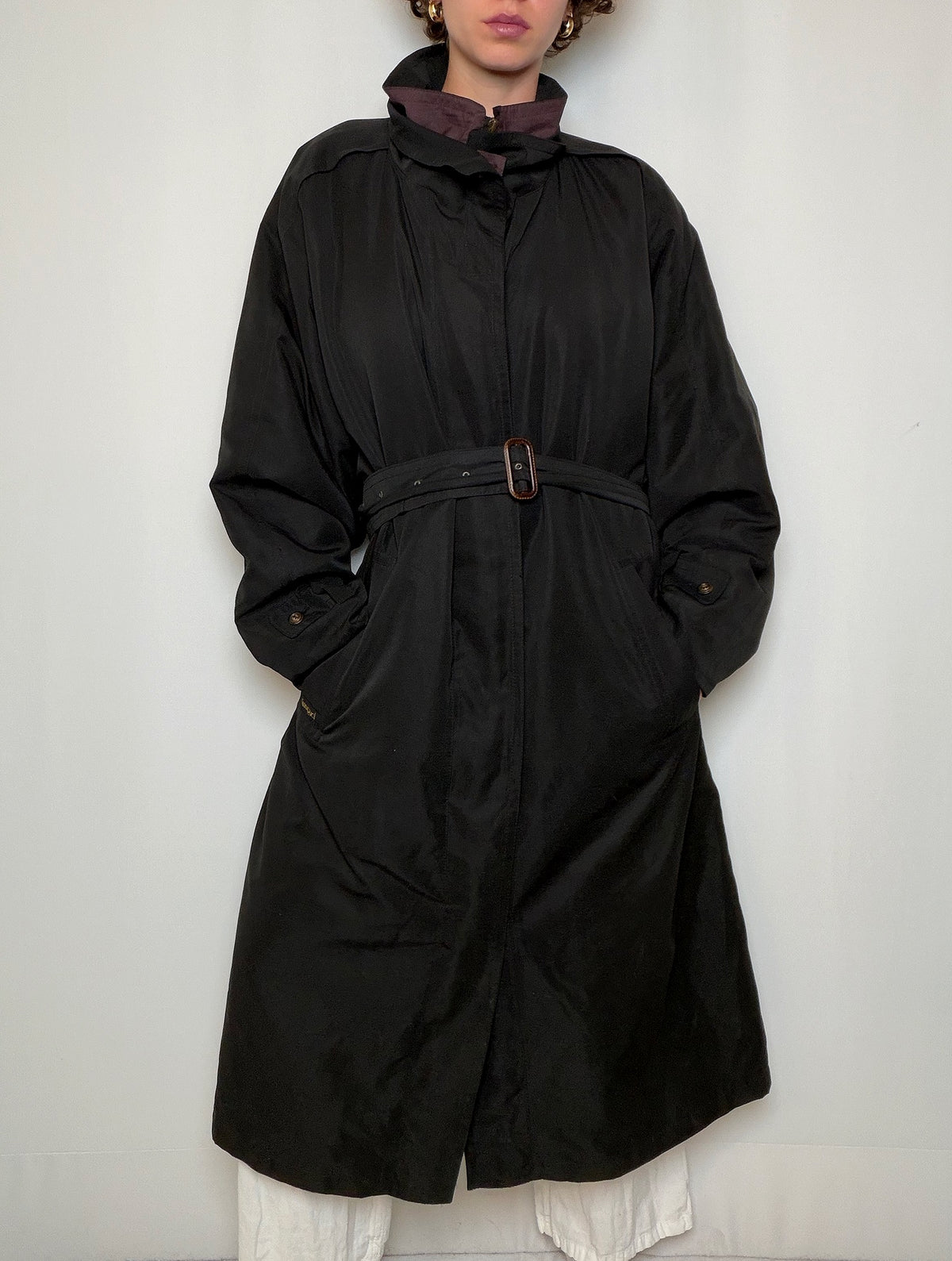 Trench noir & bordeaux L/XL doublé vintage