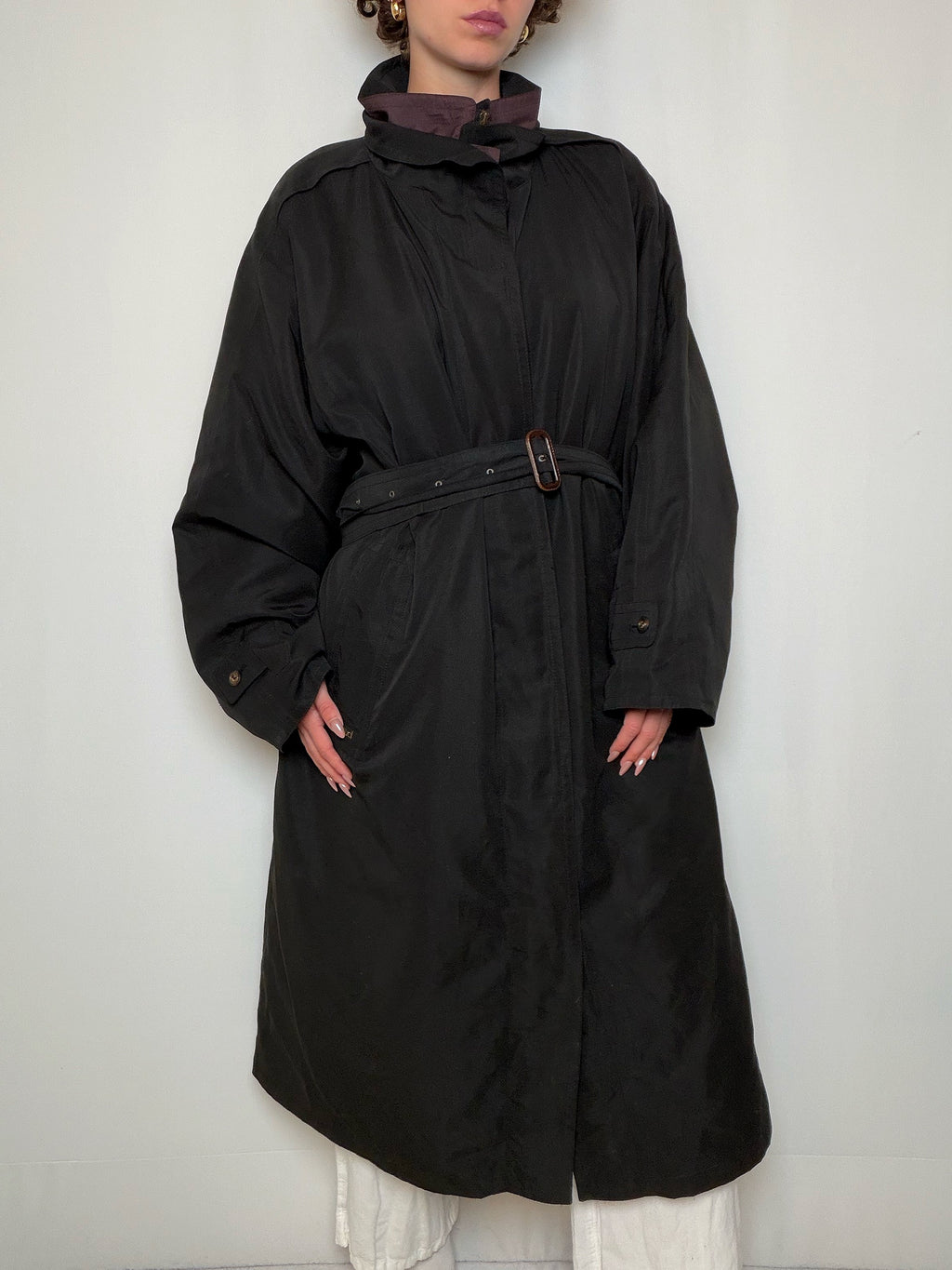 Trench noir & bordeaux L/XL doublé vintage