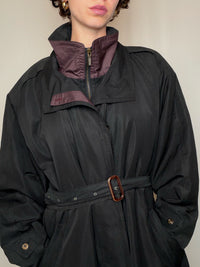 Trench noir & bordeaux L/XL doublé vintage