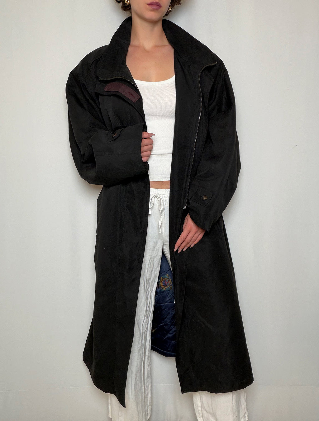 Trench noir & bordeaux L/XL doublé vintage