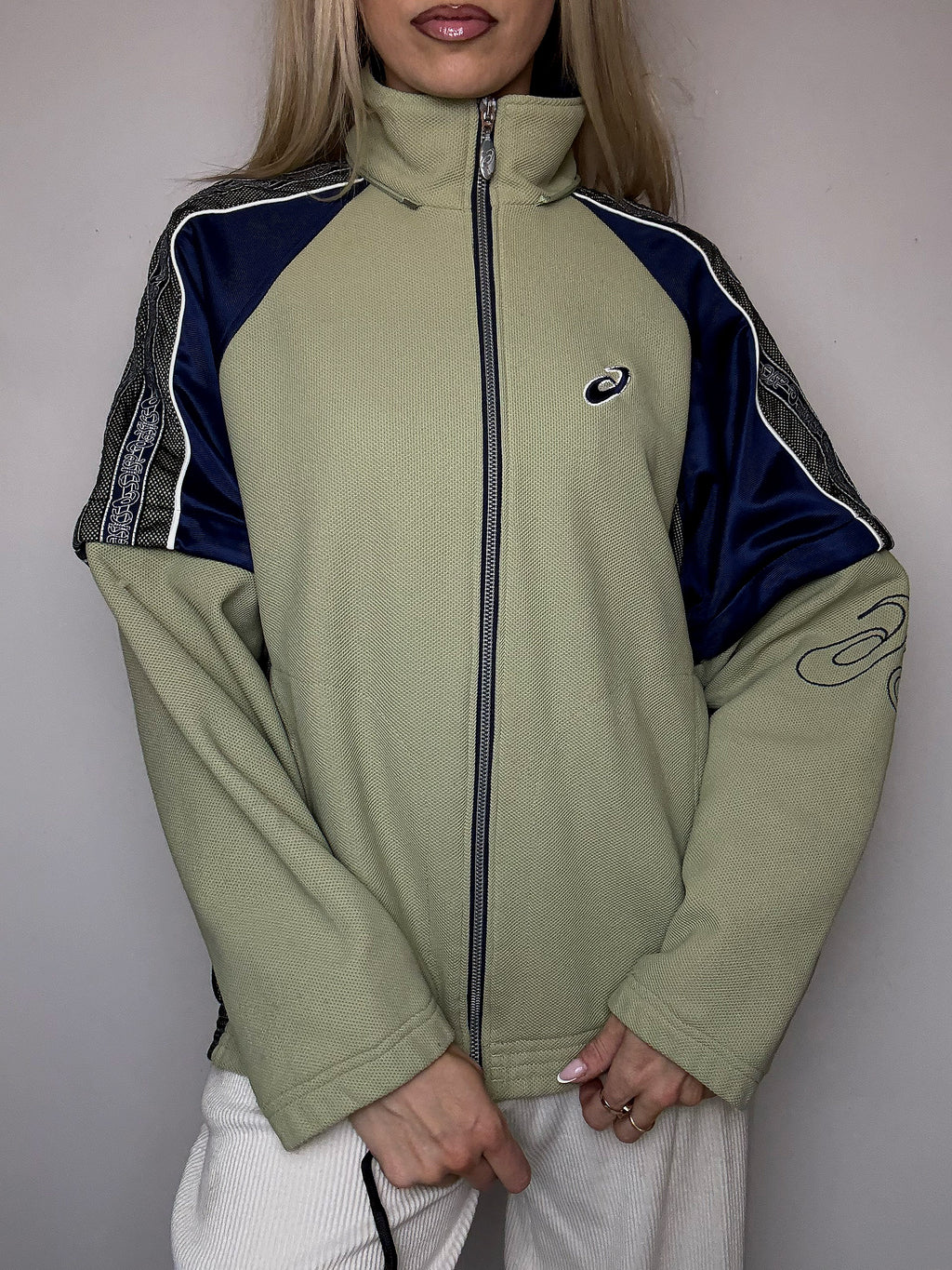 Jacket de sport kaki ASICS M vintage