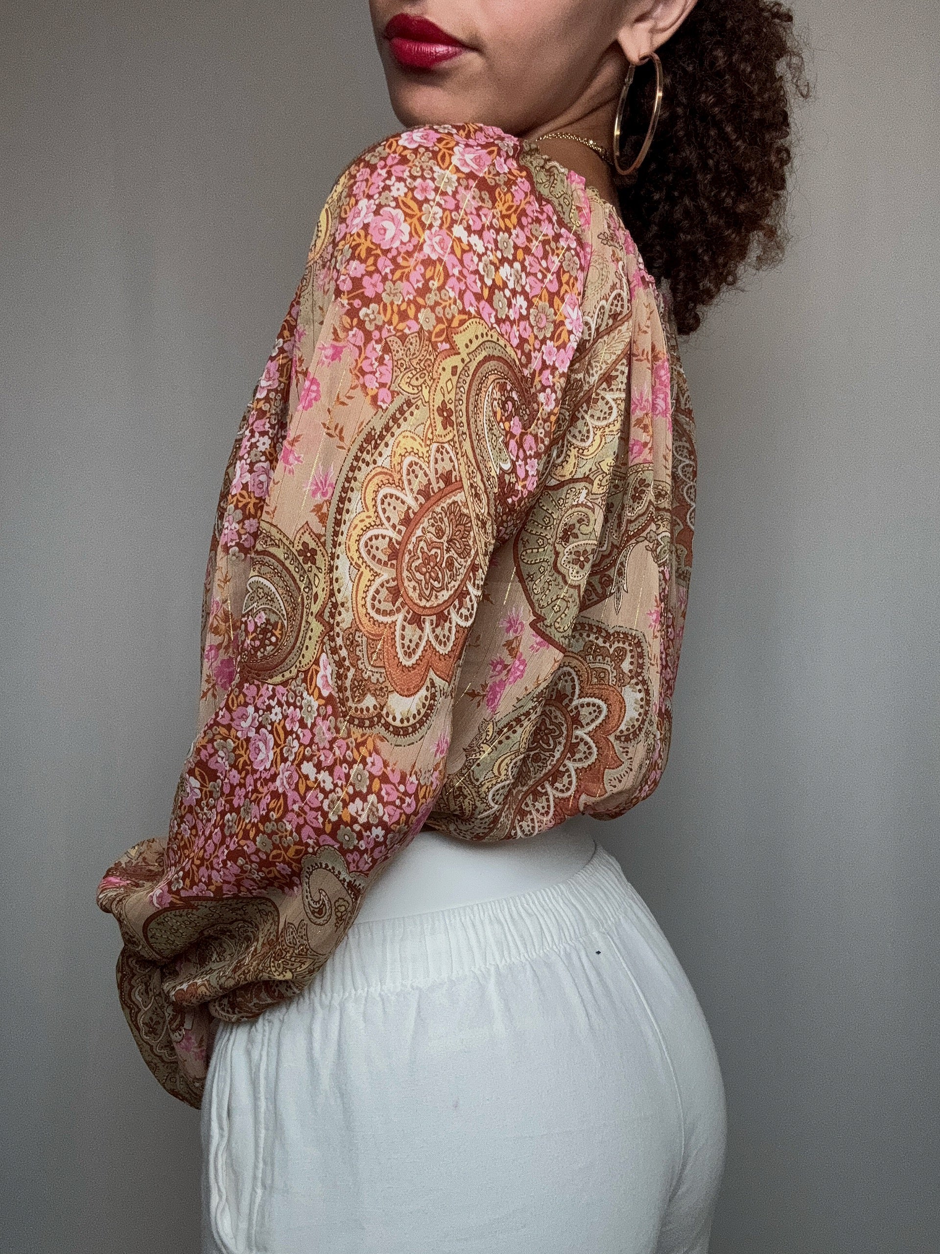 Top ouvert imprimé M vintage