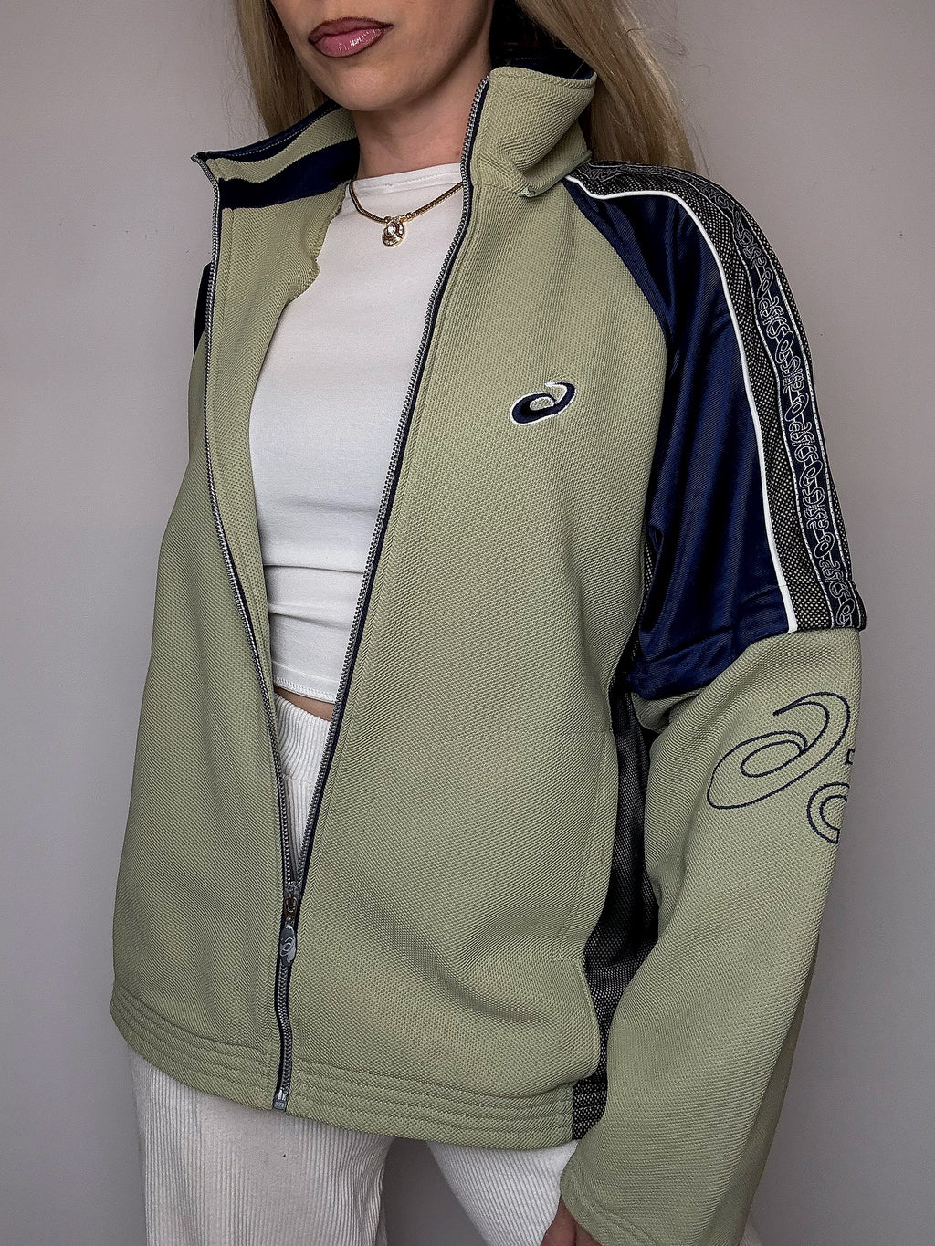 Jacket de sport kaki ASICS M vintage