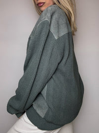 DIESEL L vintage gray two-tone turtleneck sweater
