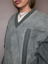 DIESEL L vintage gray two-tone turtleneck sweater