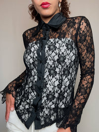 Chemisier en dentelle noire S vintage