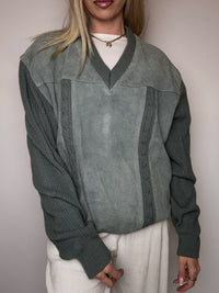 DIESEL L vintage gray two-tone turtleneck sweater