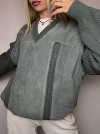 DIESEL L vintage gray two-tone turtleneck sweater