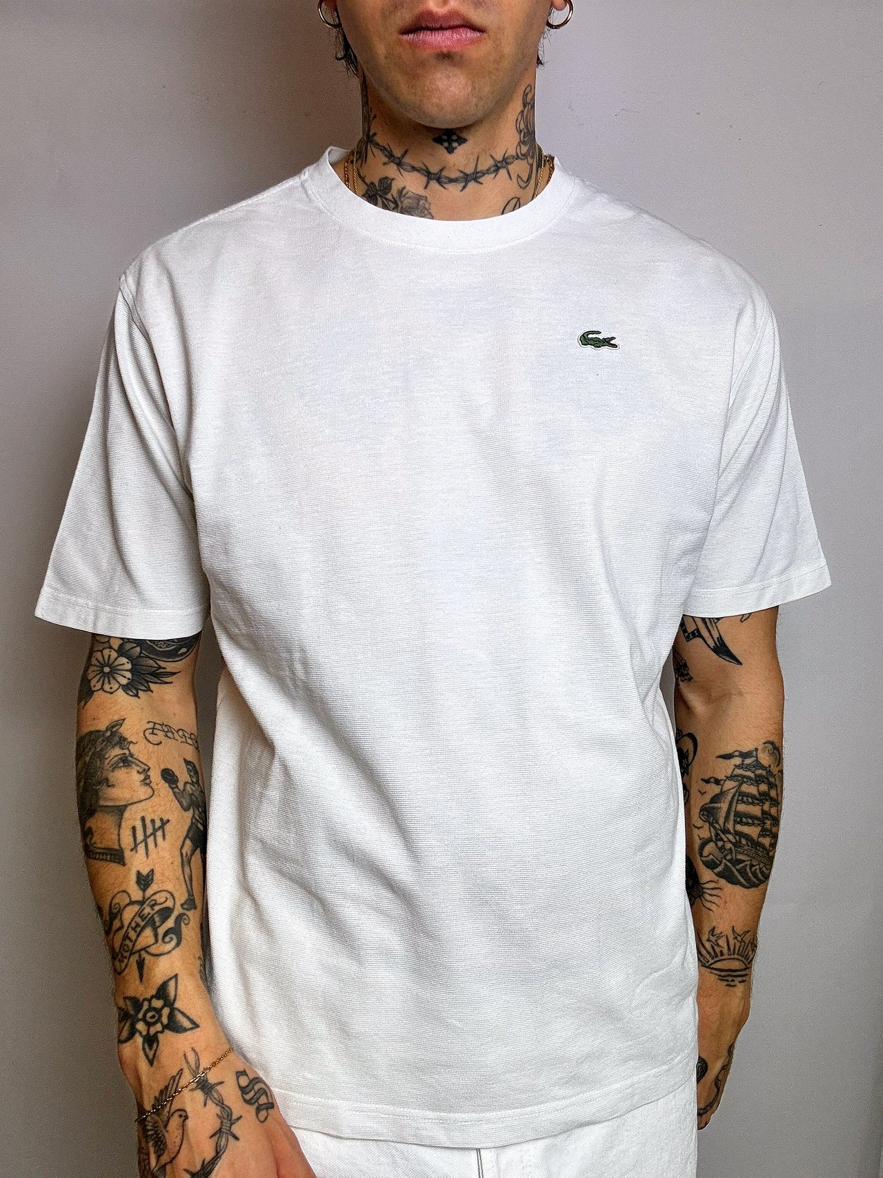 LACOSTE L/XL vintage pink t-shirt style polo shirt