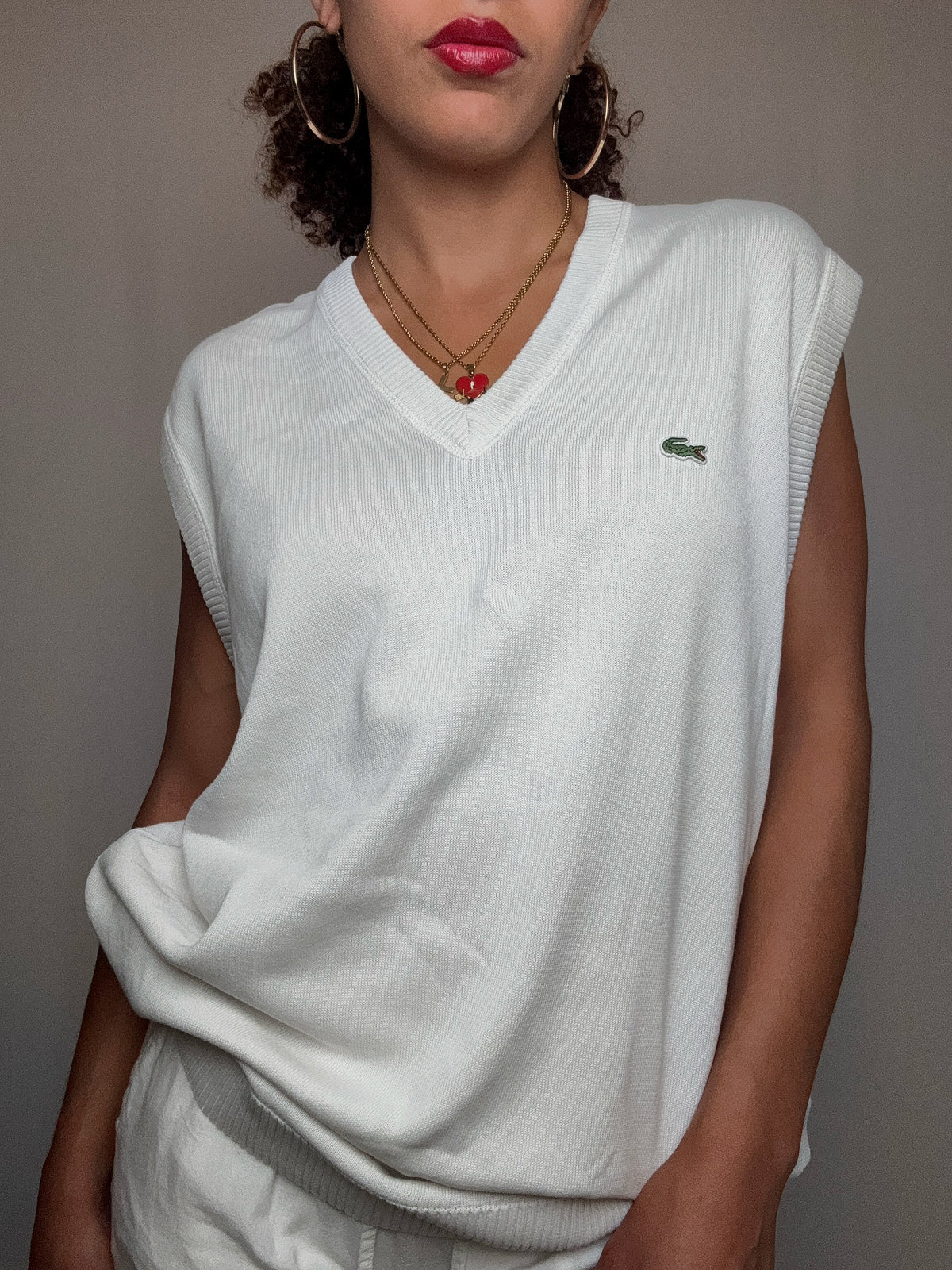 Gilet blanc Lacoste L/XL vintage